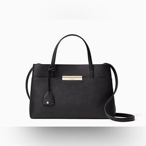 Kate Spade Black Saffiano Leather Tote Structured Minimal Handbag